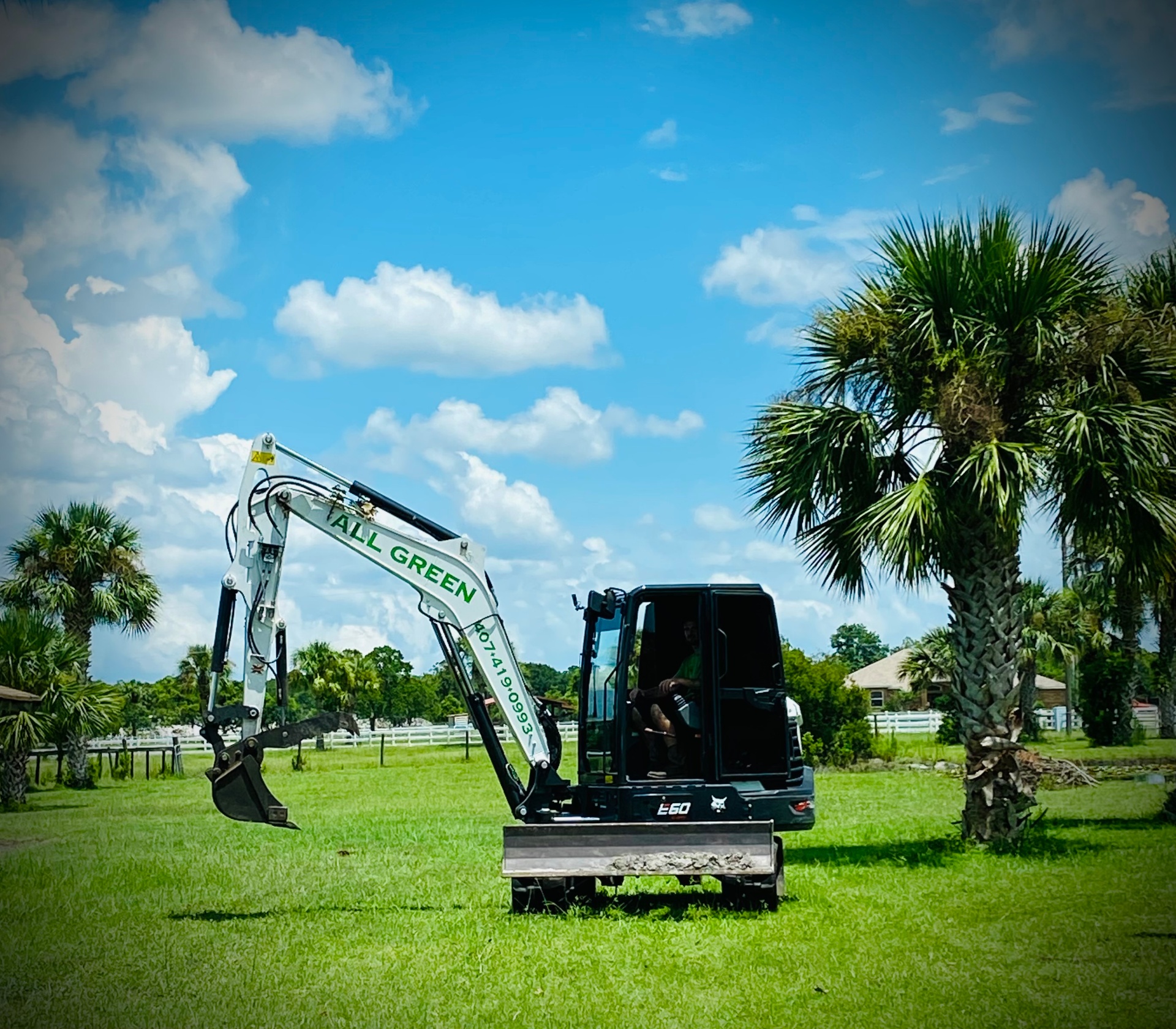 All Green Solutions excavator on Central Florida property